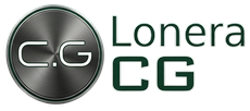 Logotipo de Lonera CG con un círculo negro metálico y texto verde sobre un fondo blanco.