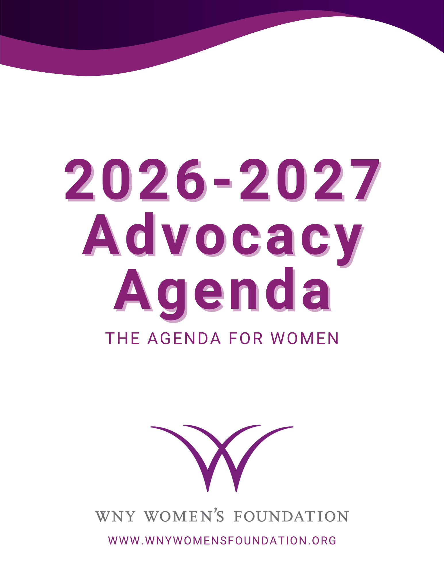The cover of the 2026-2027 advocacy agenda , the agenda for women.