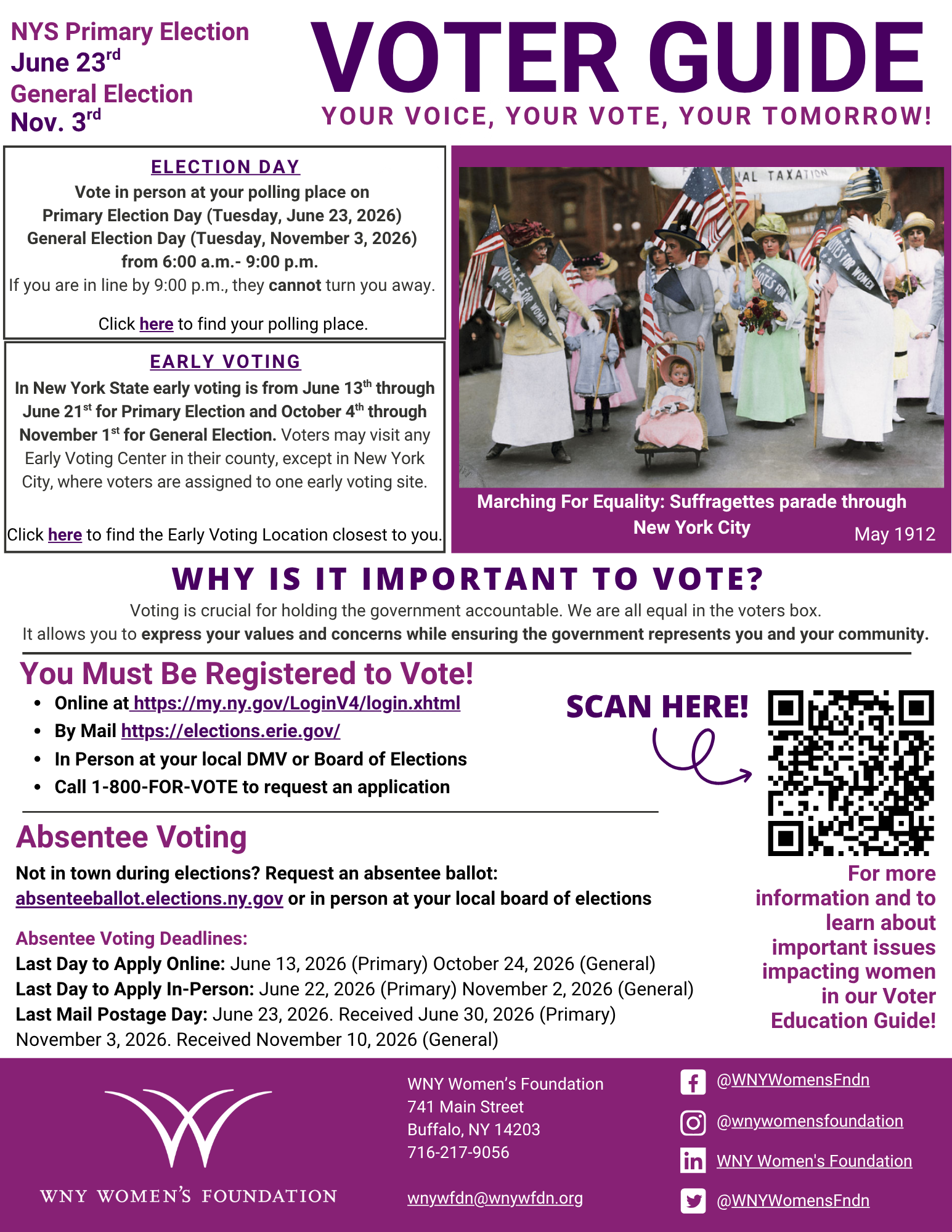 A poster for the 2025 voter education guide.