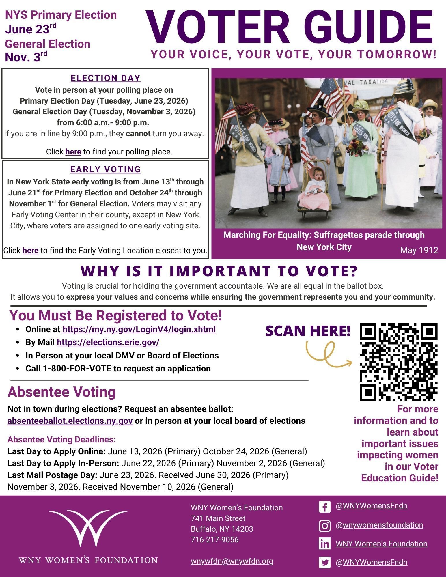 A poster for the 2025 voter education guide.