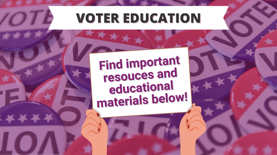 A person is holding a sign that says voter education