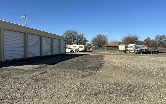 Exterior storage row with rv parking
