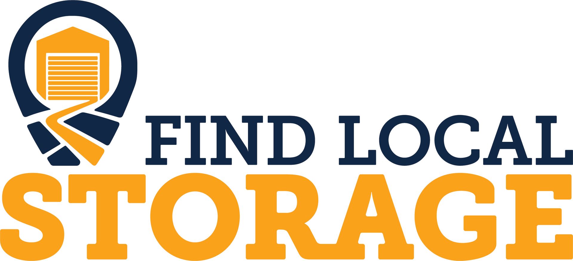 Find Local Storage logo with orange map pin and blue text on white background
