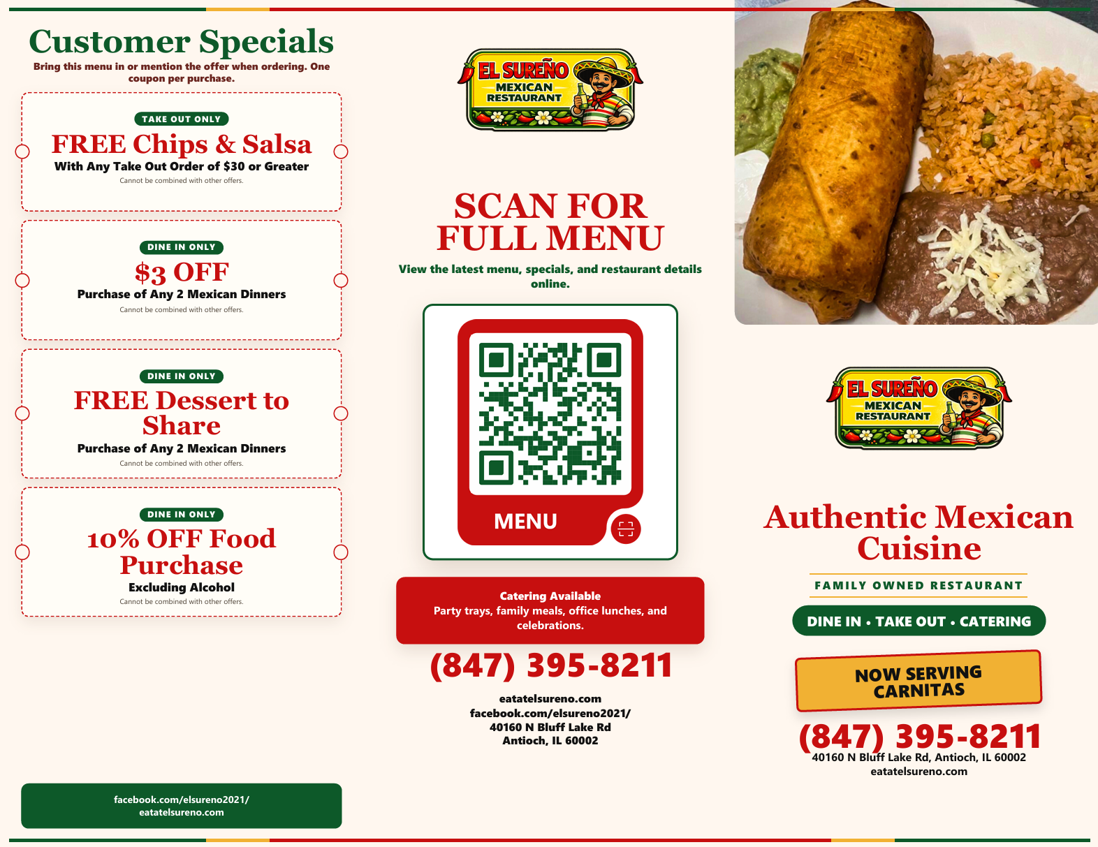 Tri-fold to-go menu page 1