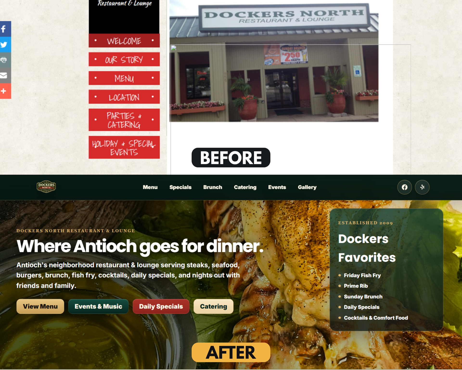 Dockers North website before and after