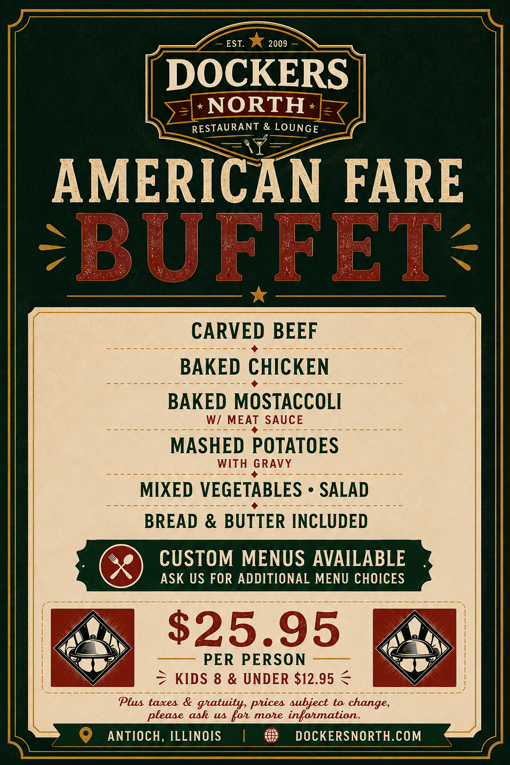 American fare catering menu