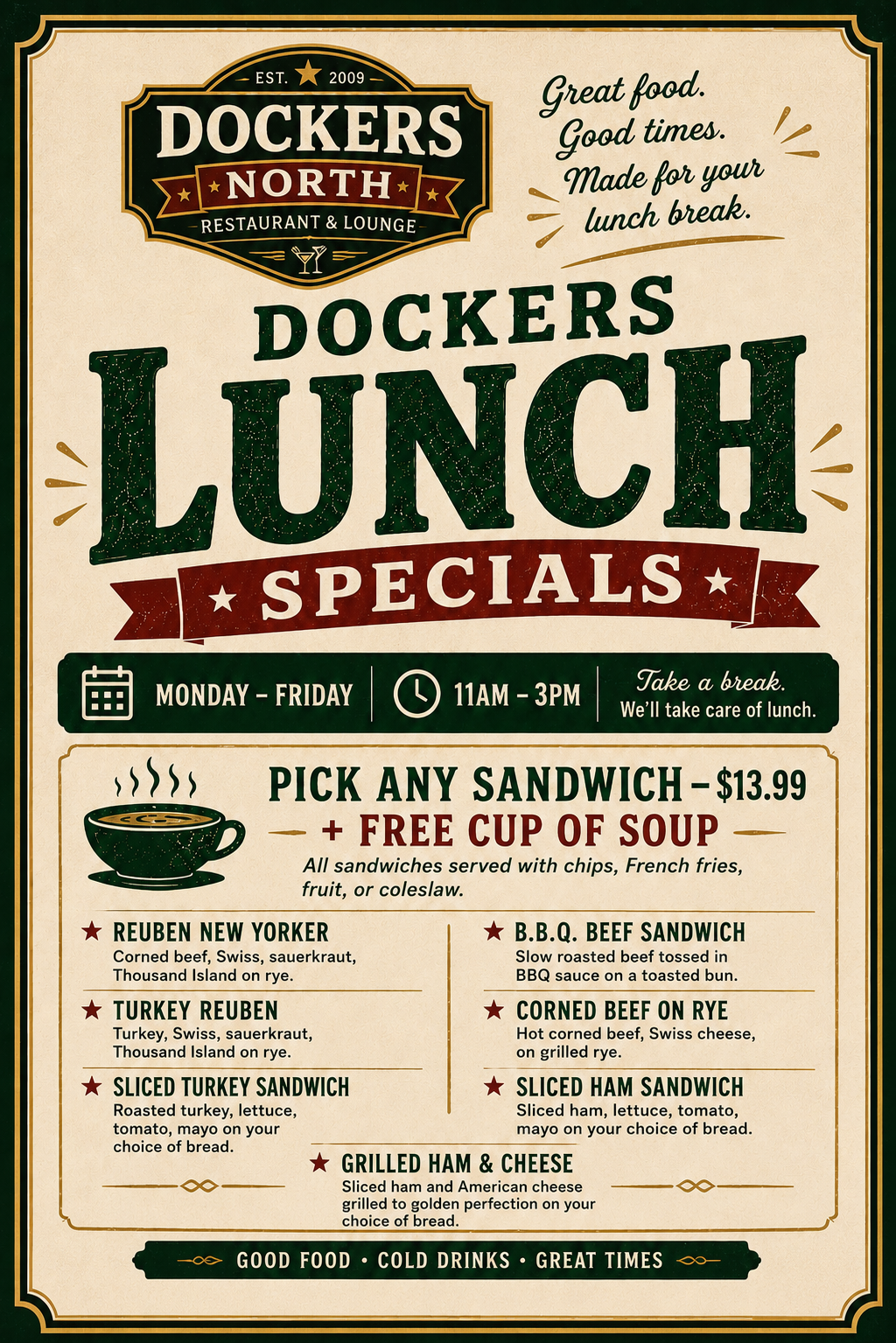 Lunch special menu flyer