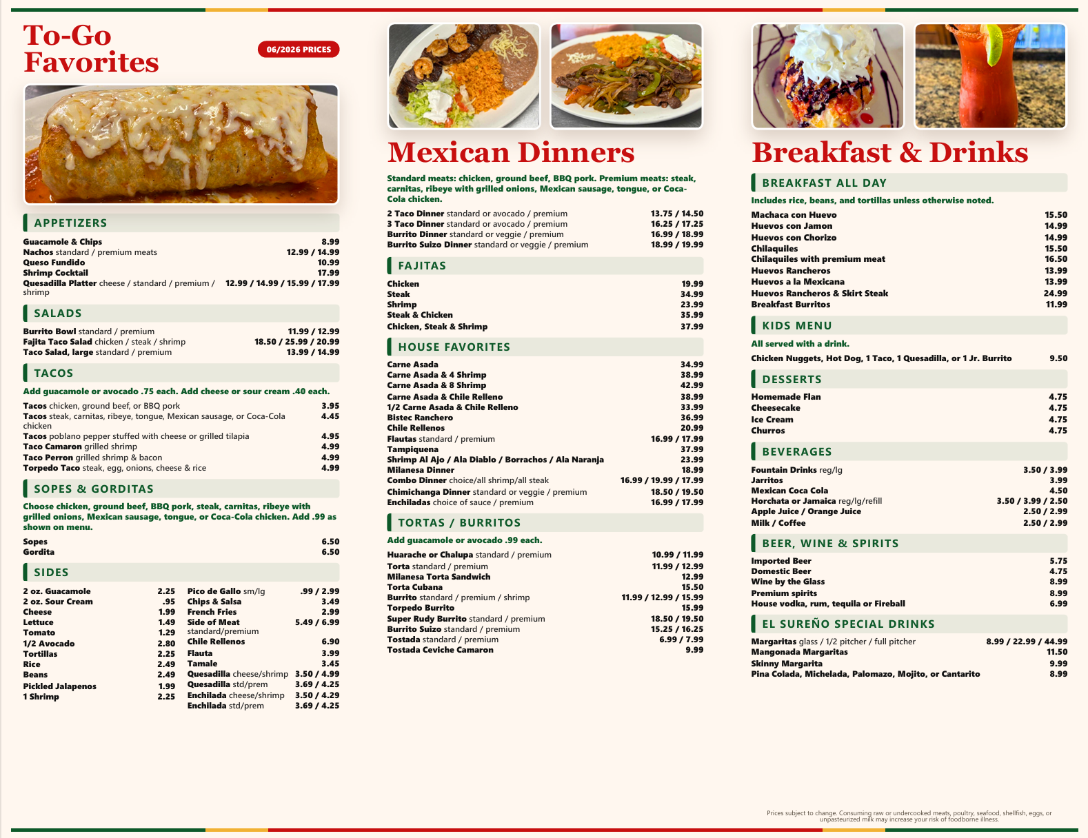 Tri-fold to-go menu page 2