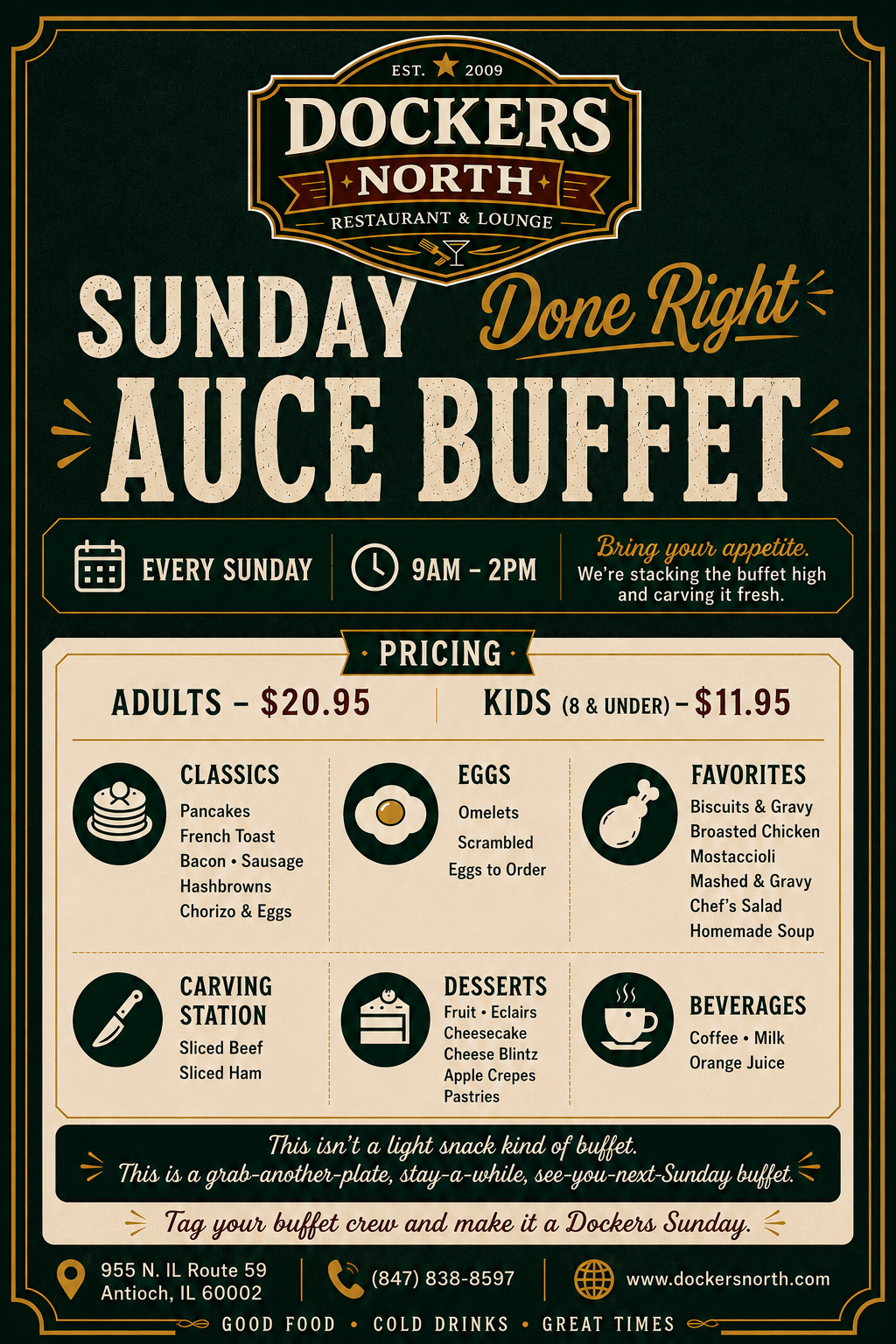 Brunch buffet menu flyer