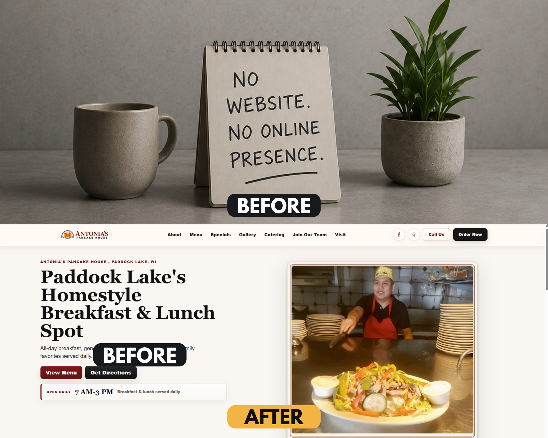 Antonia's Pancake House website showcase