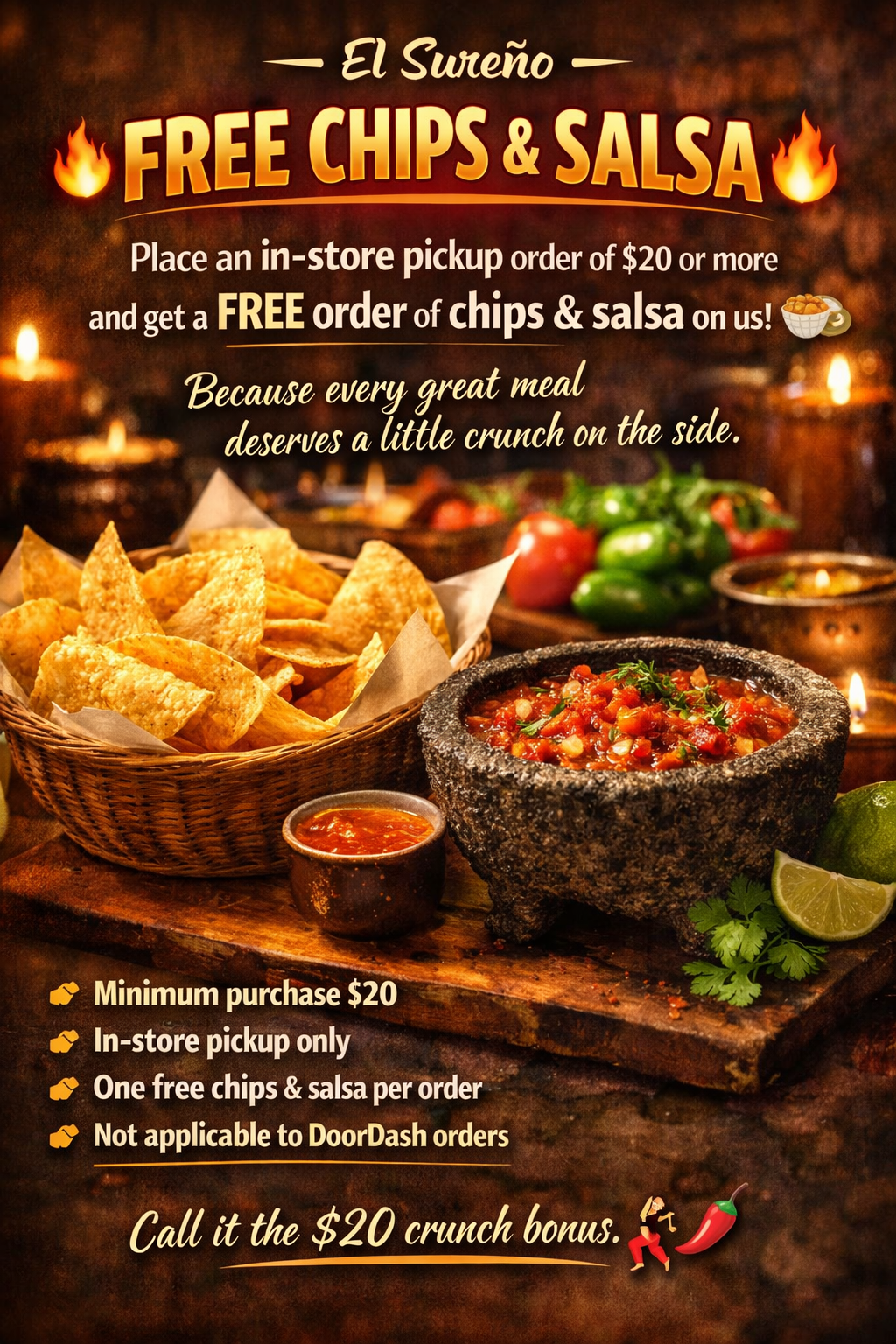 Free chips and salsa deal flyer