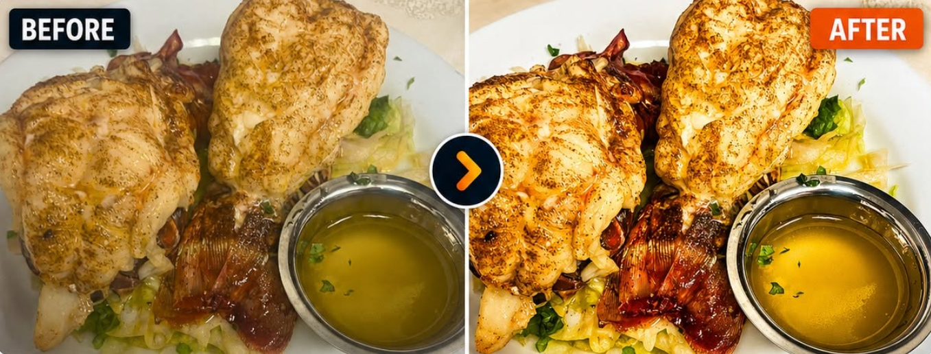Food photo cleanup before and after