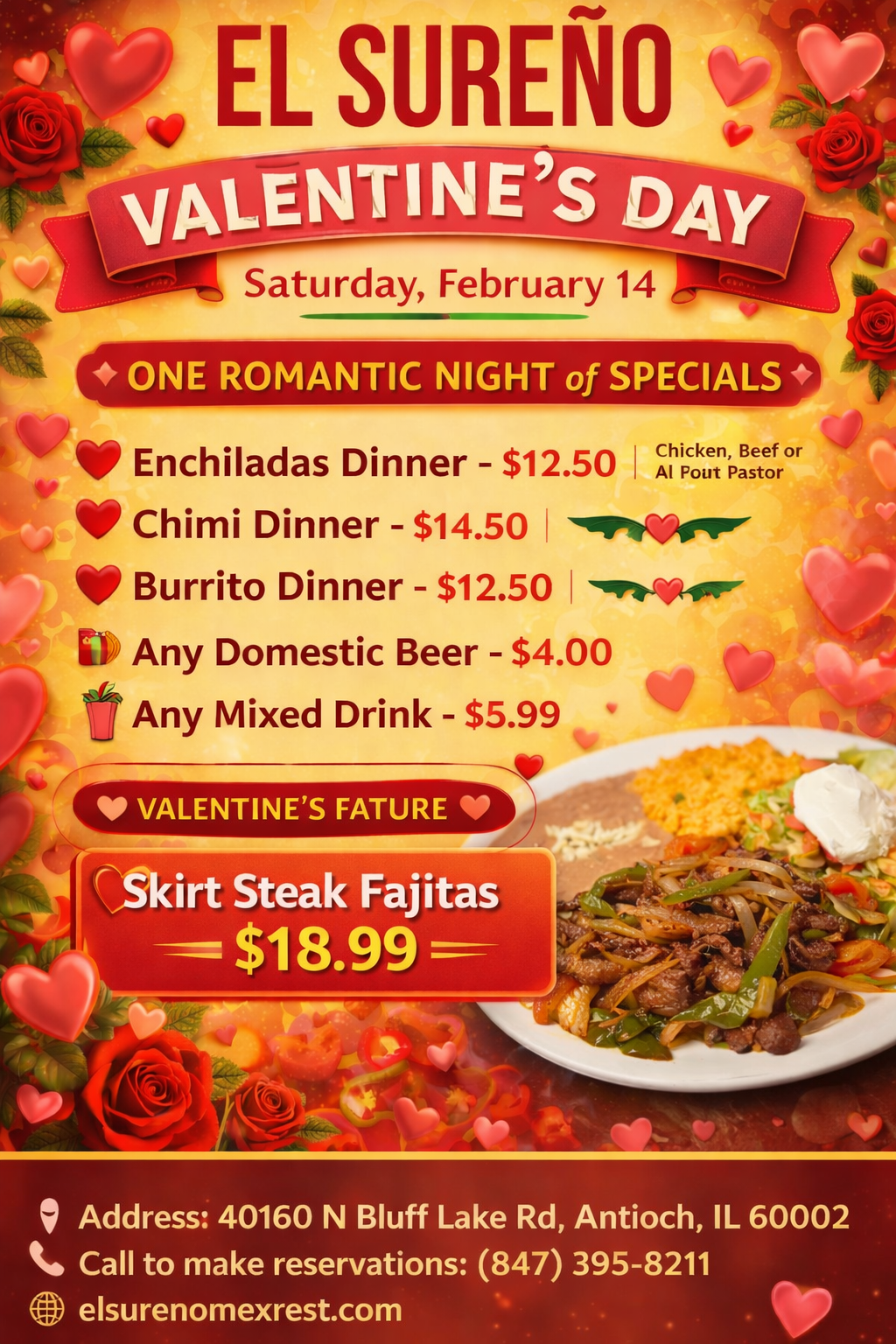 El Sureno Valentine's Day flyer