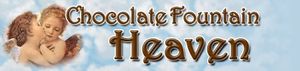 A picture of an angel with the words chocolate fountain heaven