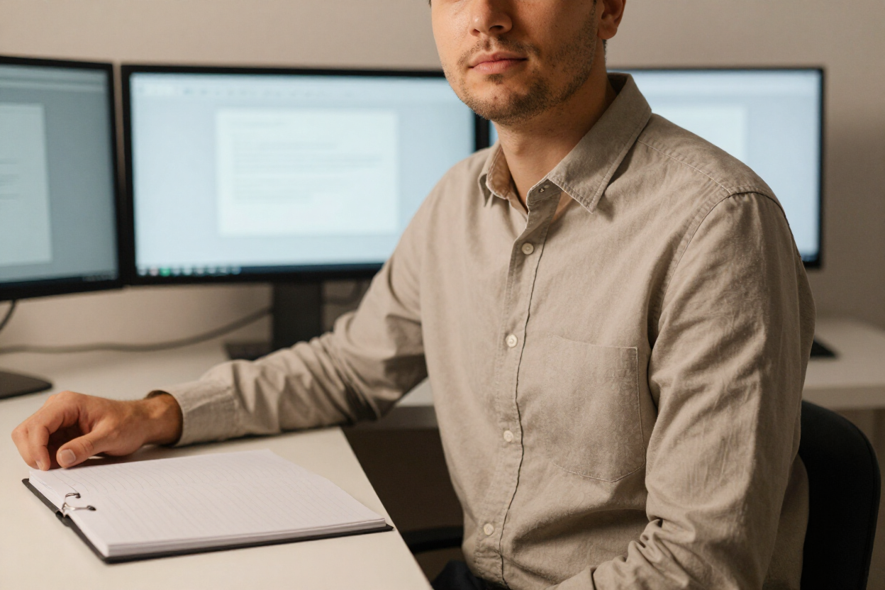 Portfolio owner at work in studio