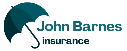 John Barnes Insurance logo with teal umbrella icon and text on white background