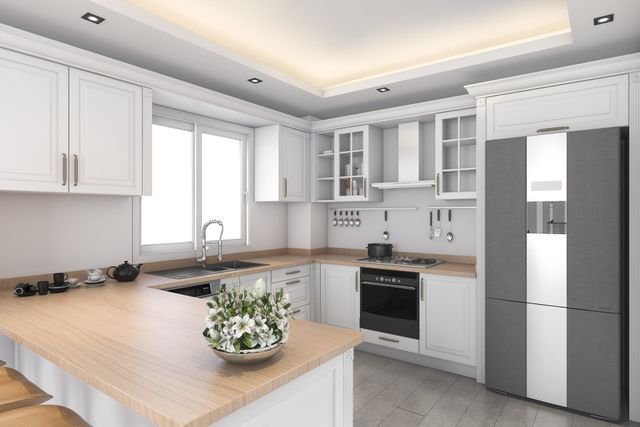 Kitchen Reno White Cabinets, Wood style countertops Modern decore