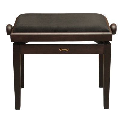 Rosewood Mat, gestoffeerde pianokruk met vier poten en een bijpassende onderste steunbalk.