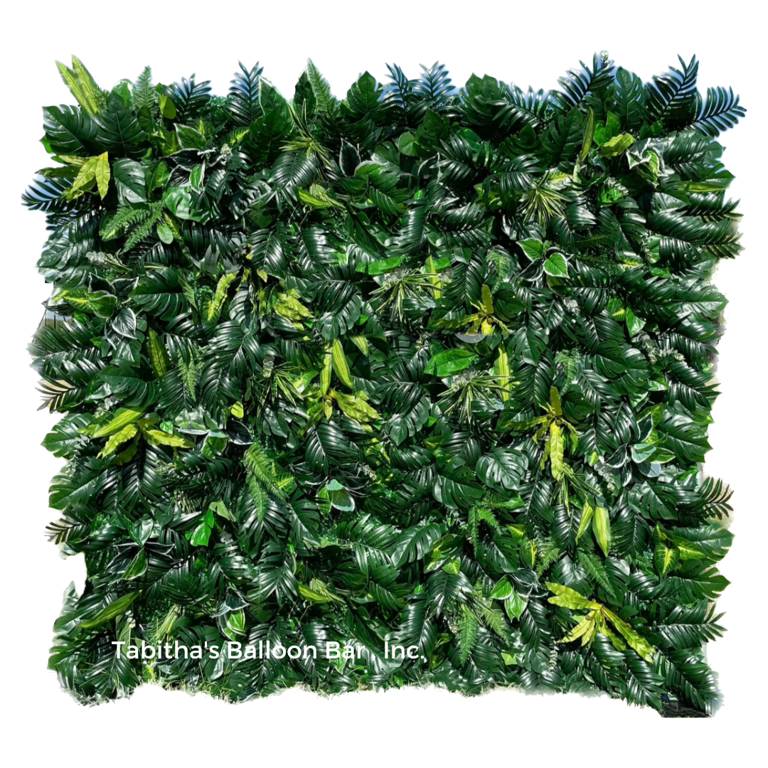Artificial green foliage wall.