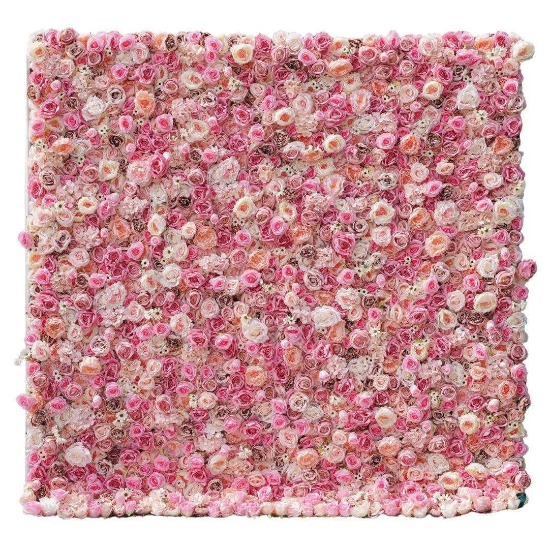 a square filled with pink and white flowers on a white background .