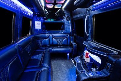 inside luxury mercedes party van rental