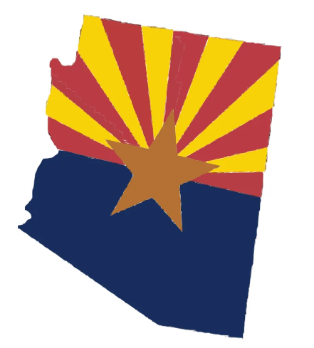 A map of arizona with a star in the middle