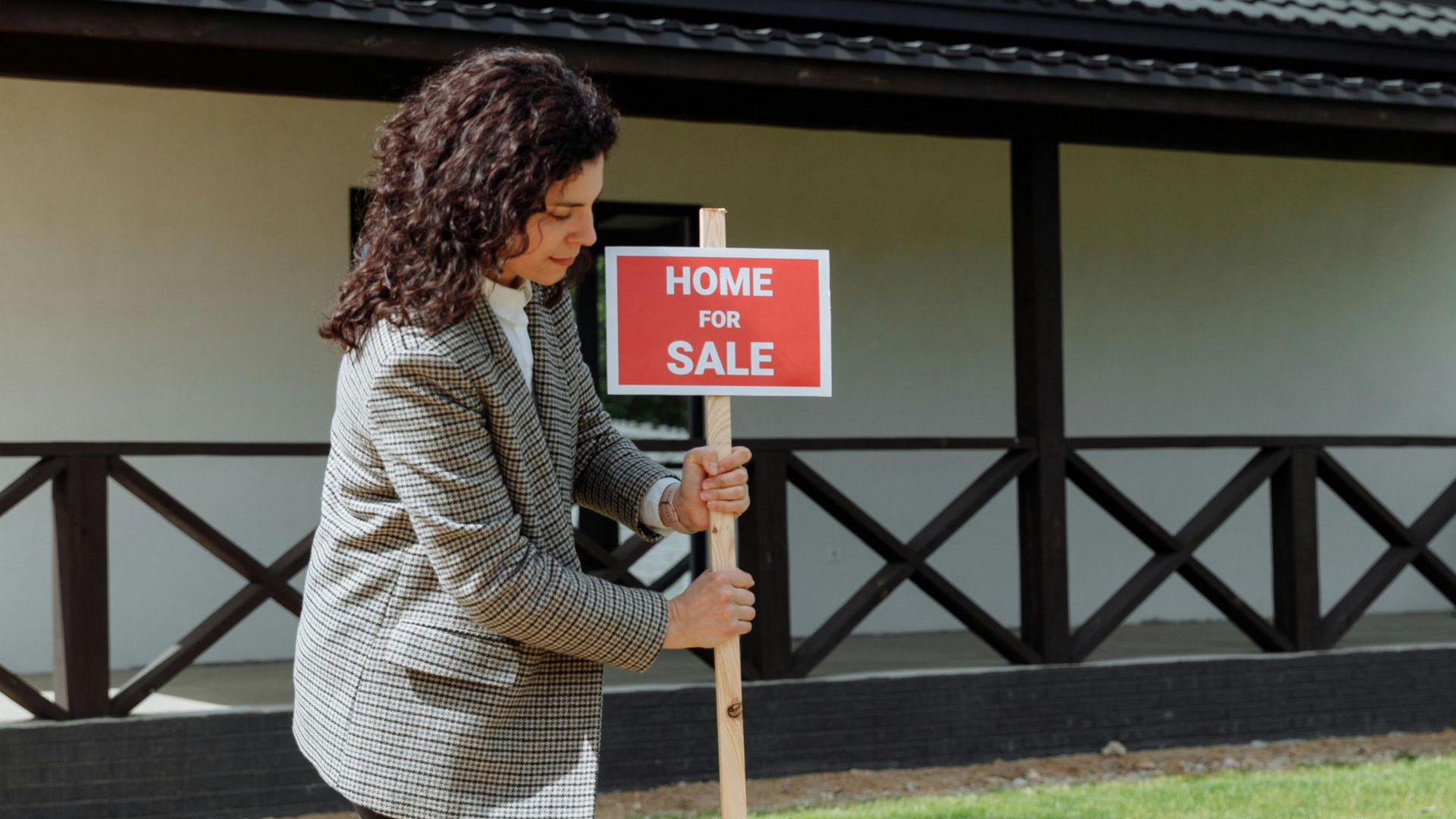 Woman placing a red 