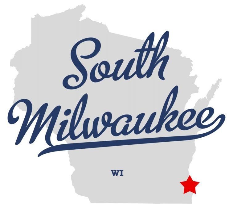 A logo for south milwaukee wisconsin with a red star