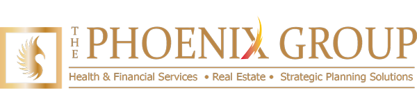 Logo for The Phoenix Group with a phoenix icon and text Health & Financial Services Real Estate
