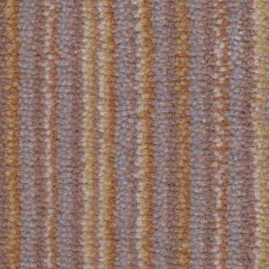 Carpet with vertical stripes in shades of gold, brown, and gray.