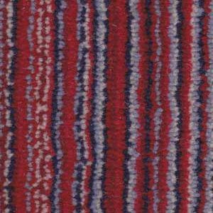 Red and blue striped carpet with a dotted section on the left.