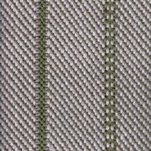 Herringbone fabric with two vertical green stripes.