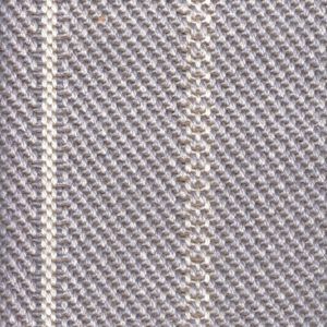 Close-up of a woven fabric with diagonal pattern in light gray, with vertical off-white stripe.