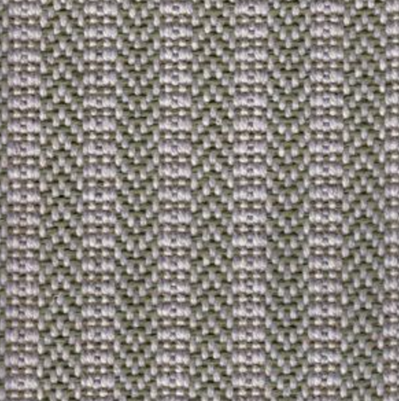 Close-up of a woven fabric with a herringbone pattern in shades of gray and white.