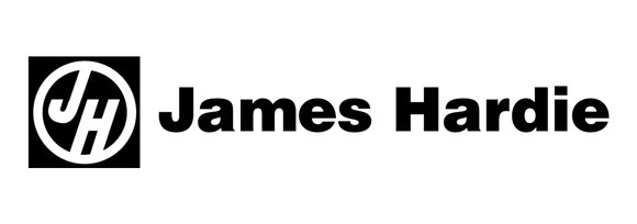A black and white logo for james hardie on a white background.