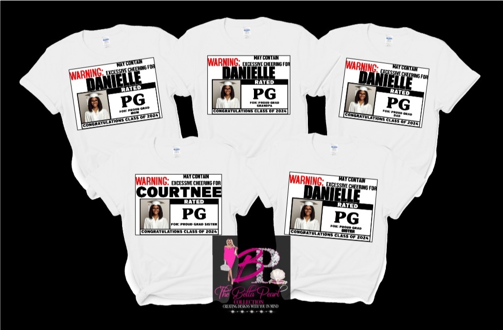 A group of red t-shirts with danielle courtney and danielle pg on them