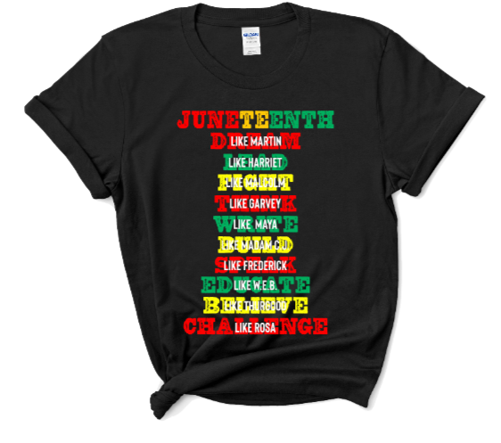 A black t-shirt with the words 