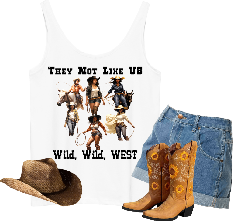 A tank top that says they not like us wild wild west