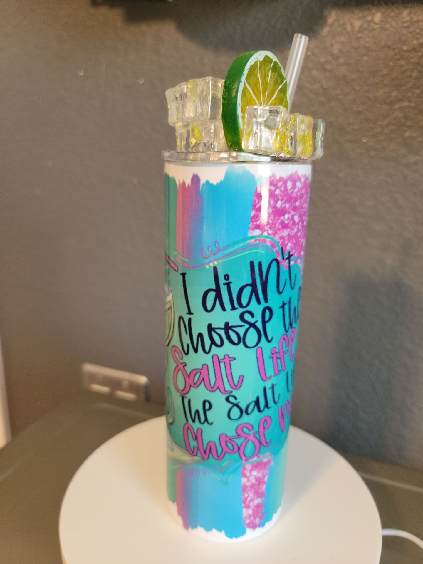A tumbler that says i did n't choose the salt life