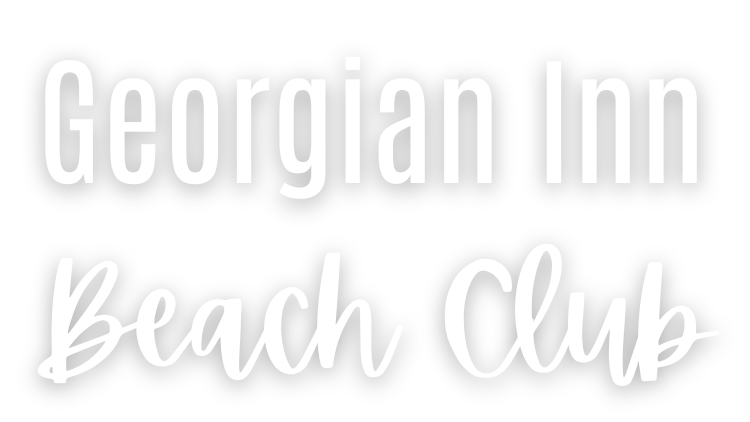 Georgian Inn Beach Club logo in white with drop shadow.