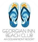 Flip flops with ocean waves and sun graphic,