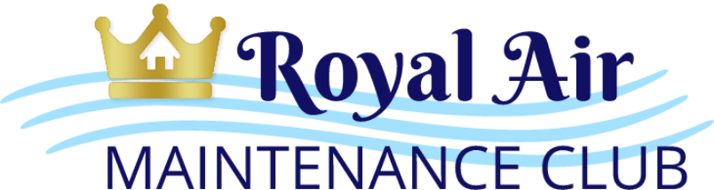 Royal Air Maintenance Club logo with gold crown, blue text, and curved blue lines