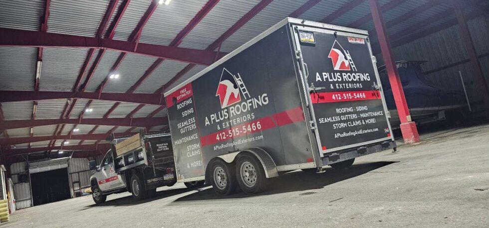 A truck towing a trailer with 