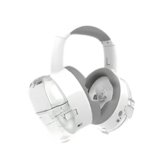 White over-ear headphones with silver accents on a plain background