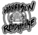Harrelson Roadhouse logo with a vintage car illustration in black and white