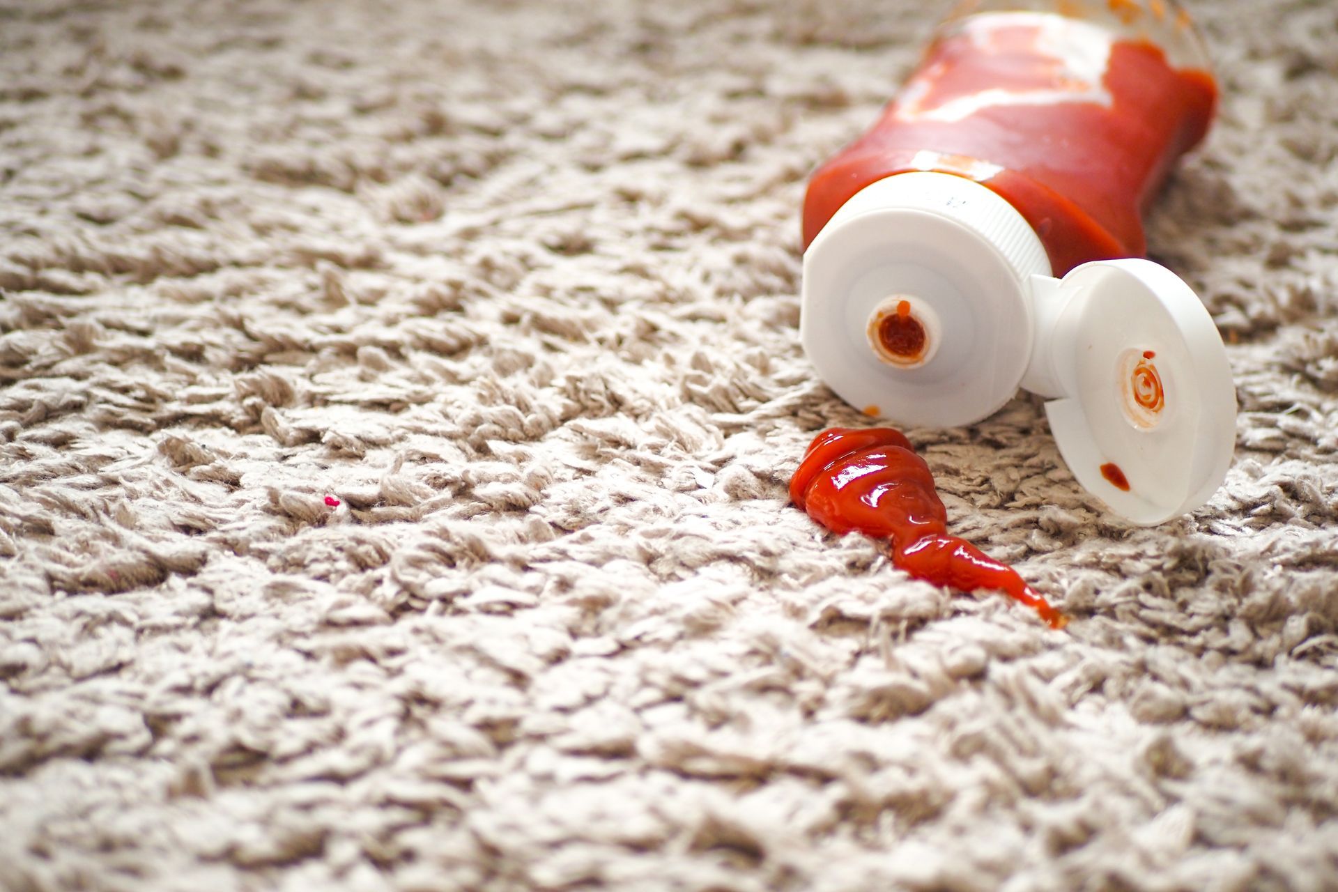Tomato ketchup stain on rug