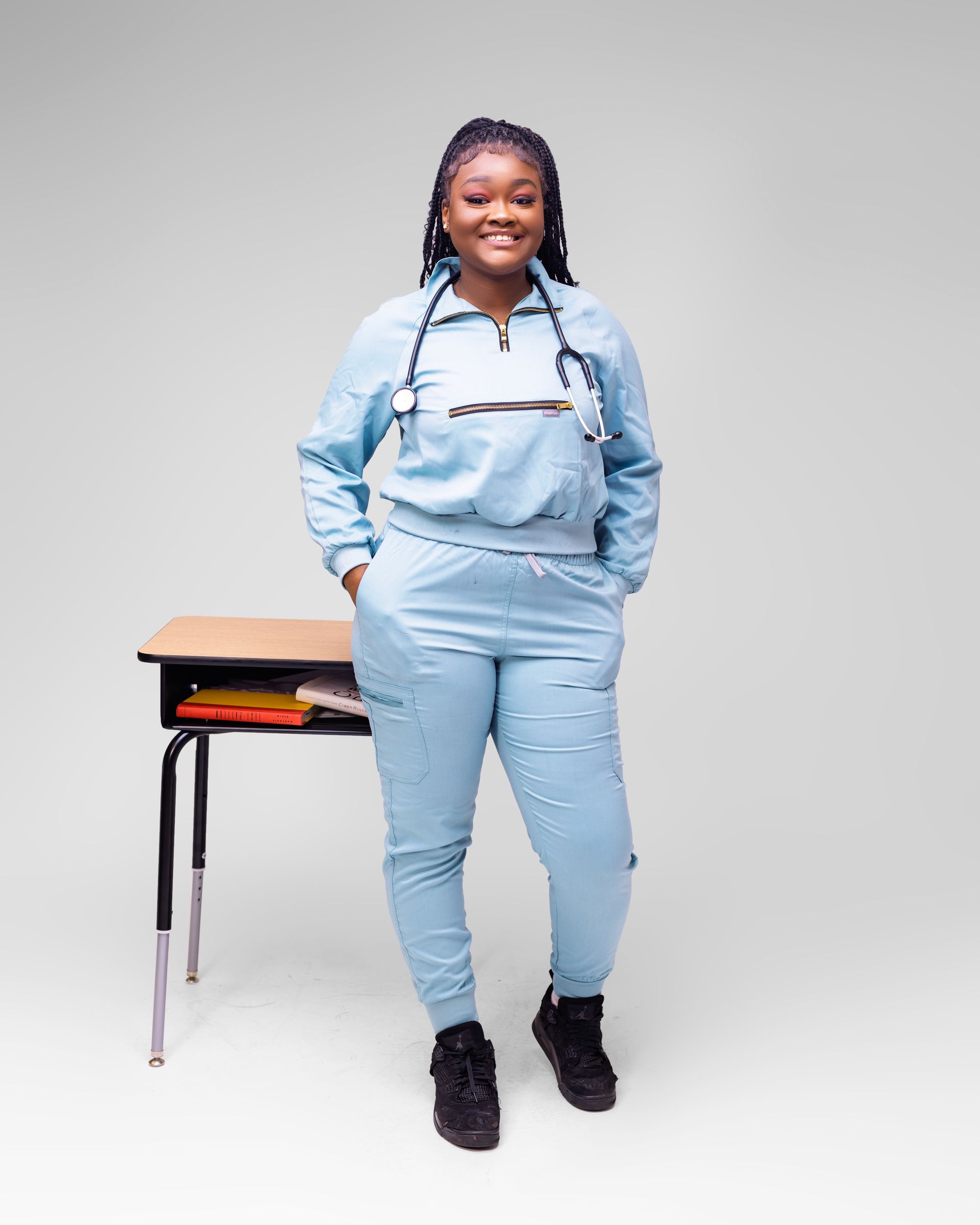 3 pockets on the jacket and Slim fit jogger scrub set