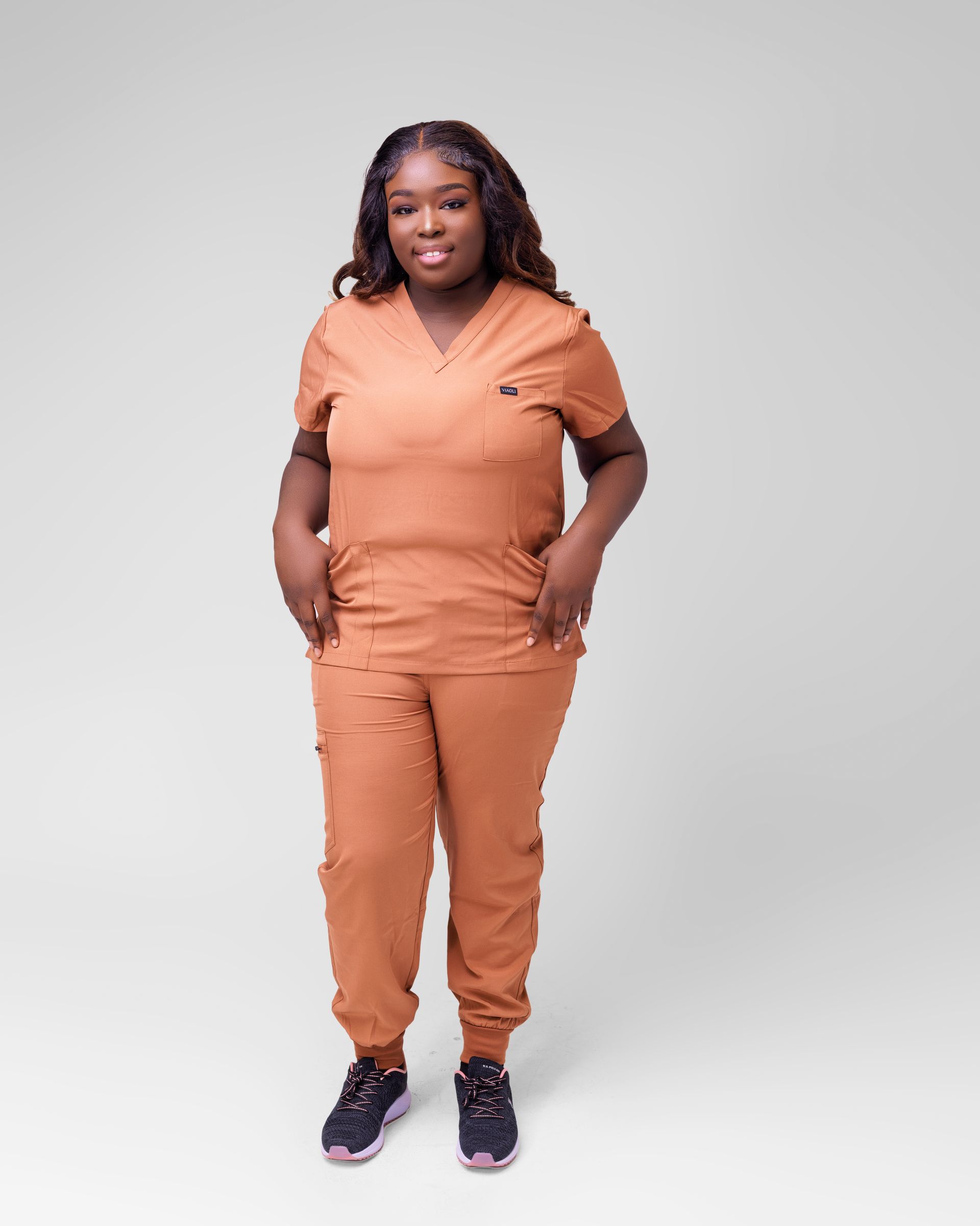 3 pockets scrub top and Slim fit jogger scrub set