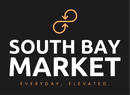 South Bay Market logo in white and gold on a dark background with the tagline “Everyday. Elevated.”