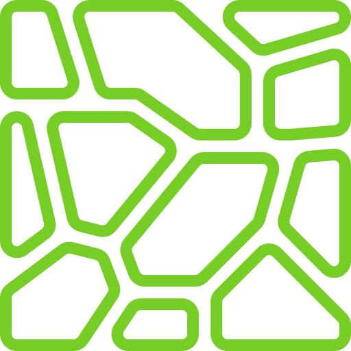 a green line drawing of a garden with trees and a fence